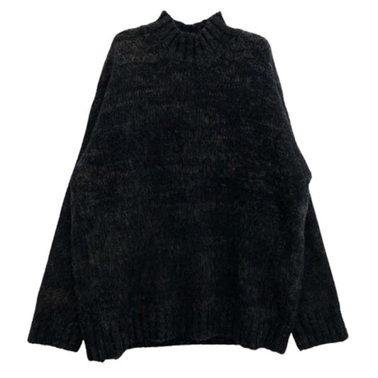 オーベルジュ NEST WAVE アルパカ混ウール ハイネック ニット ブラック系 44【中古】
