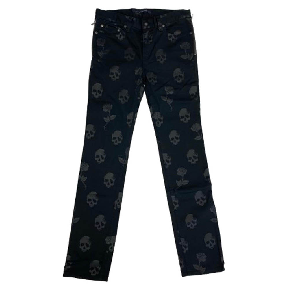 マニアックワークス 総柄 スカル パンツ ブラック系 L【中古】