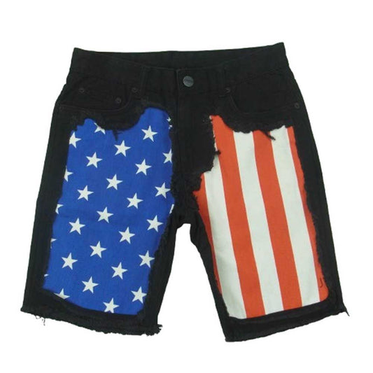 JOYRICH ジョイリッチ 星条旗 デニム ショーツ ハーフ ショート パンツ 中国製 ブラック系 ブルー系 レッド系 30【中古】