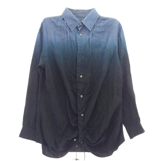 ゴムオム HB-B85-422 染め加工 前立てシャーリング シャツ ブルー系 ブラック系 1【中古】