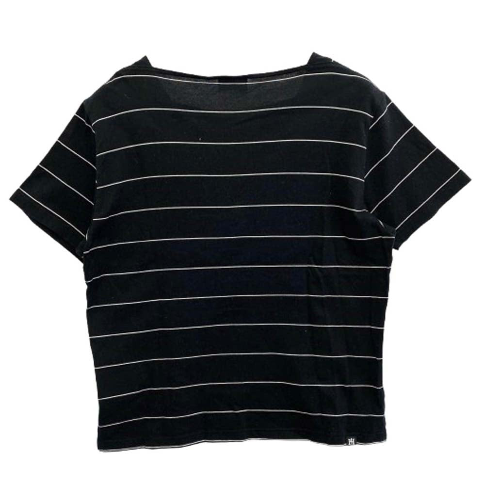HYSTERIC GLAMOUR ヒステリックグラマー 01172CT21 ガールズ刺繍 ストライプ 半袖 Tシャツ ブラック系 FREE【中古】