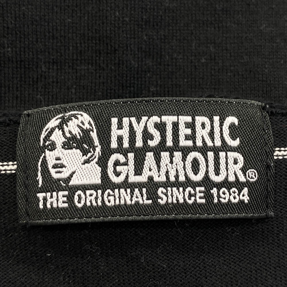 HYSTERIC GLAMOUR ヒステリックグラマー 01172CT21 ガールズ刺繍 ストライプ 半袖 Tシャツ ブラック系 FREE【中古】