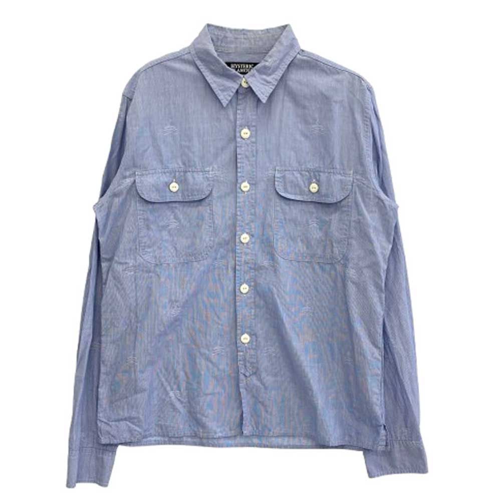 HYSTERIC GLAMOUR ヒステリックグラマー 0203AH05 クロスボーンストライプ 長袖 ワークシャツ ブルー系 M【中古】