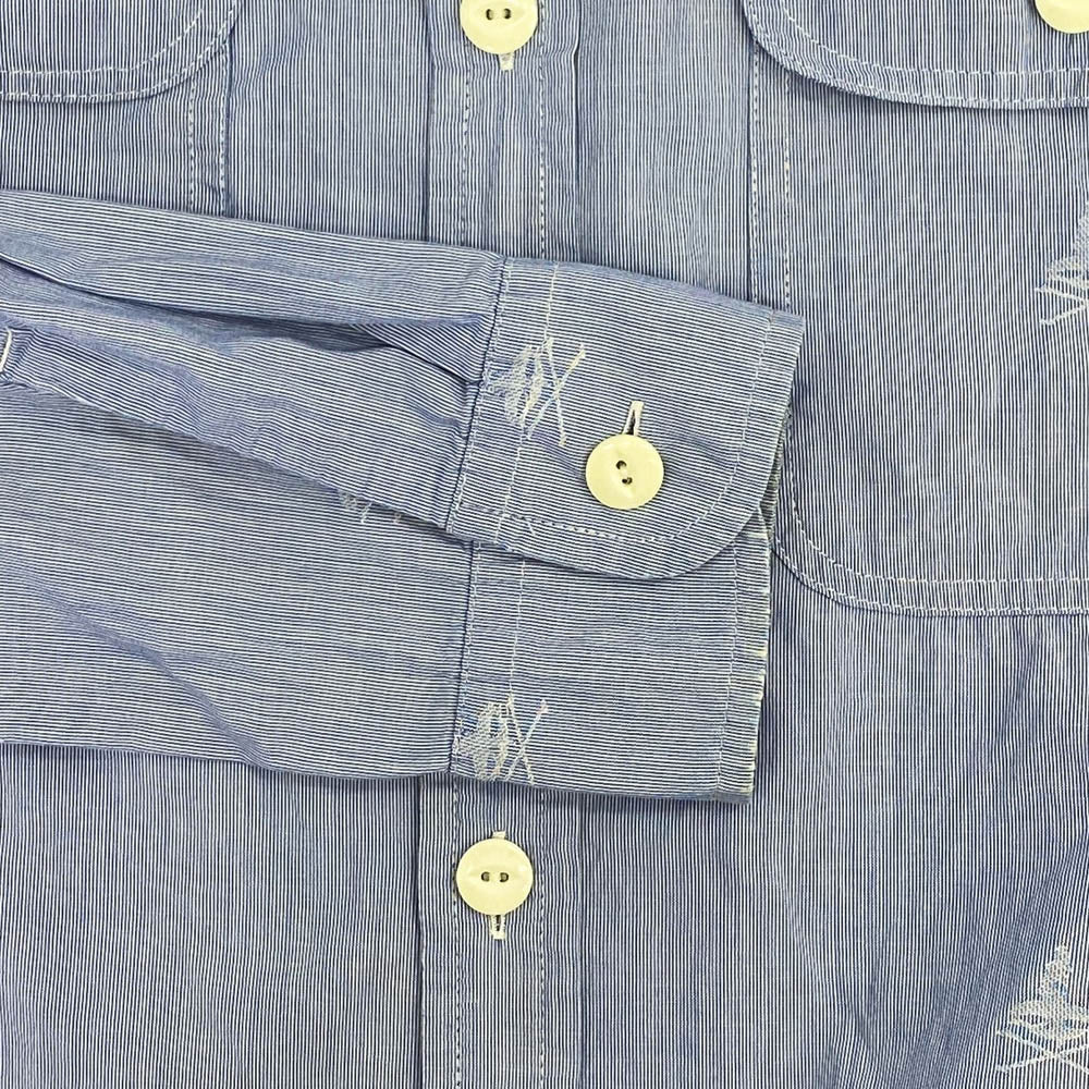 HYSTERIC GLAMOUR ヒステリックグラマー 0203AH05 クロスボーンストライプ 長袖 ワークシャツ ブルー系 M【中古】