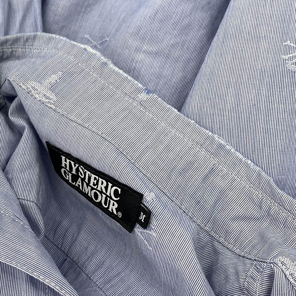 HYSTERIC GLAMOUR ヒステリックグラマー 0203AH05 クロスボーンストライプ 長袖 ワークシャツ ブルー系 M【中古】