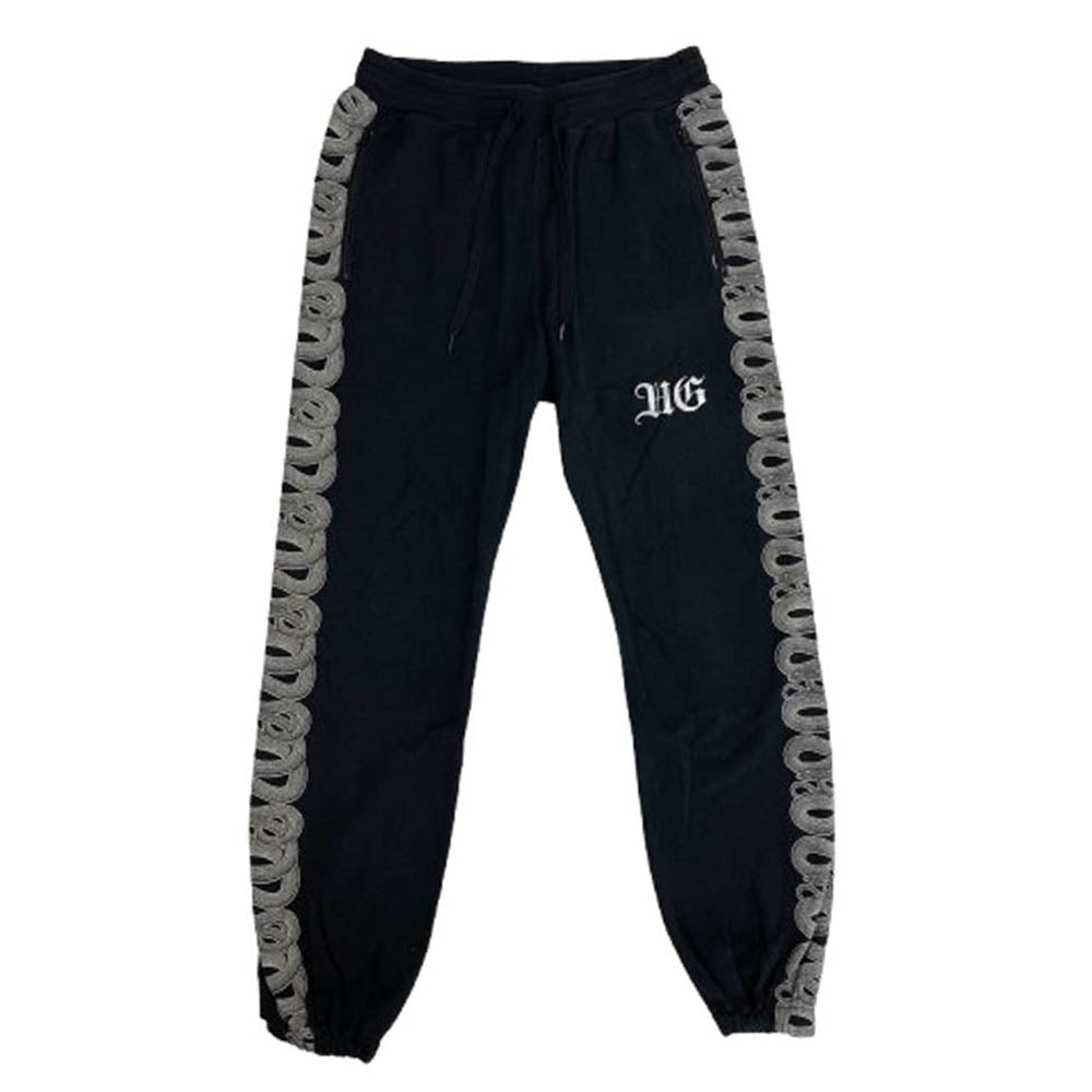 HYSTERIC GLAMOUR ヒステリックグラマー 22SS 02221CP08 SNAKE LOOP スネーク ループ ロゴ刺繍 スウェット パンツ ブラック系 M【中古】