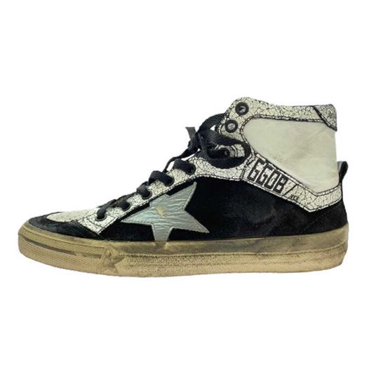 GOLDEN GOOSE ゴールデングース イタリア製 ヴィンテージ加工 ハイカット レザー スニーカー ブラック系 ホワイト系 40【中古】