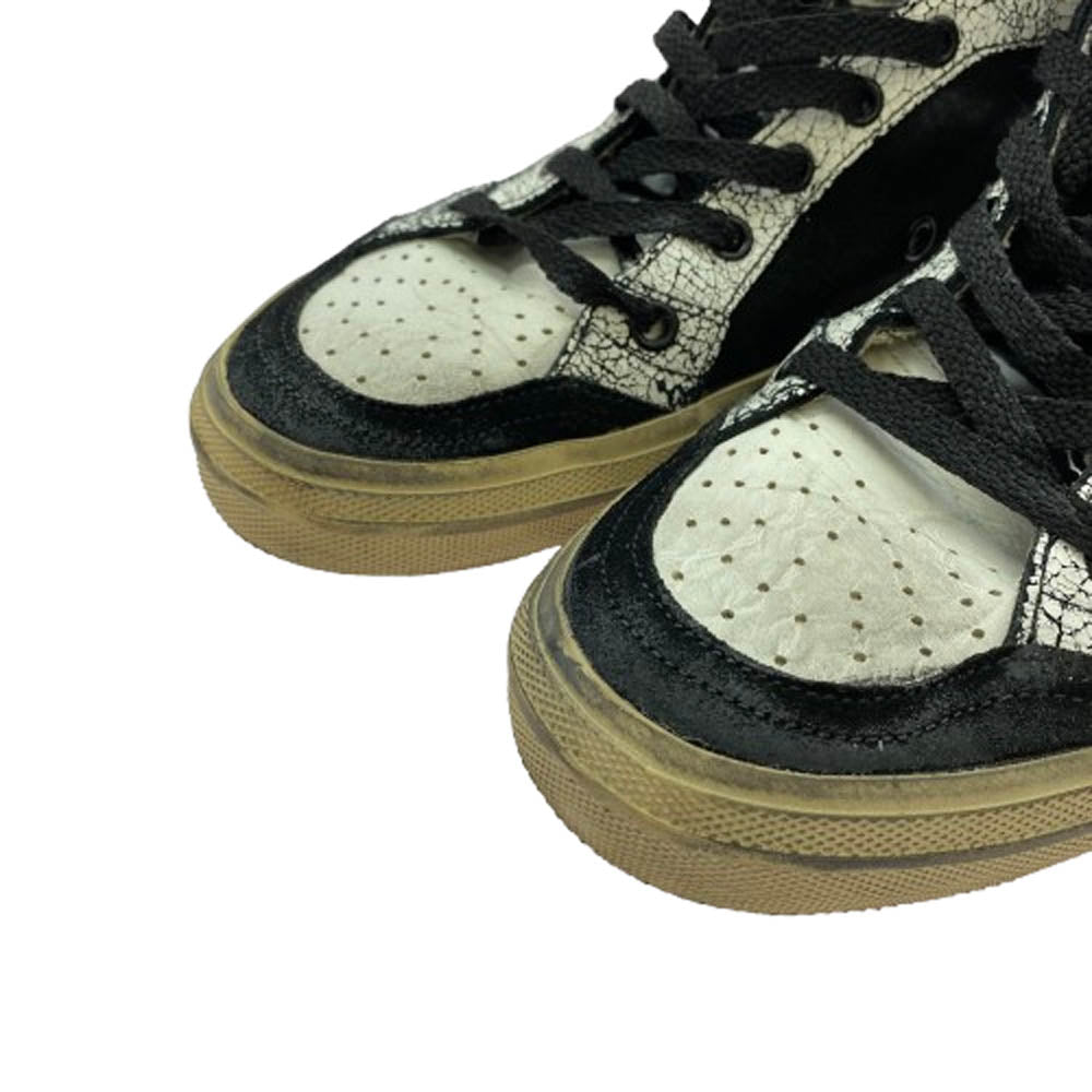 GOLDEN GOOSE ゴールデングース イタリア製 ヴィンテージ加工 ハイカット レザー スニーカー ブラック系 ホワイト系 40【中古】