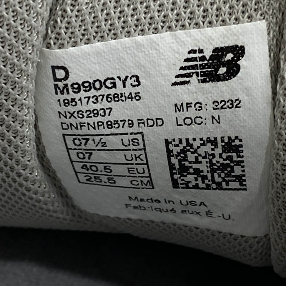 NEW BALANCE ニューバランス M990GY3 スウェード ローカットスニーカー グレー系 25.5cm【中古】