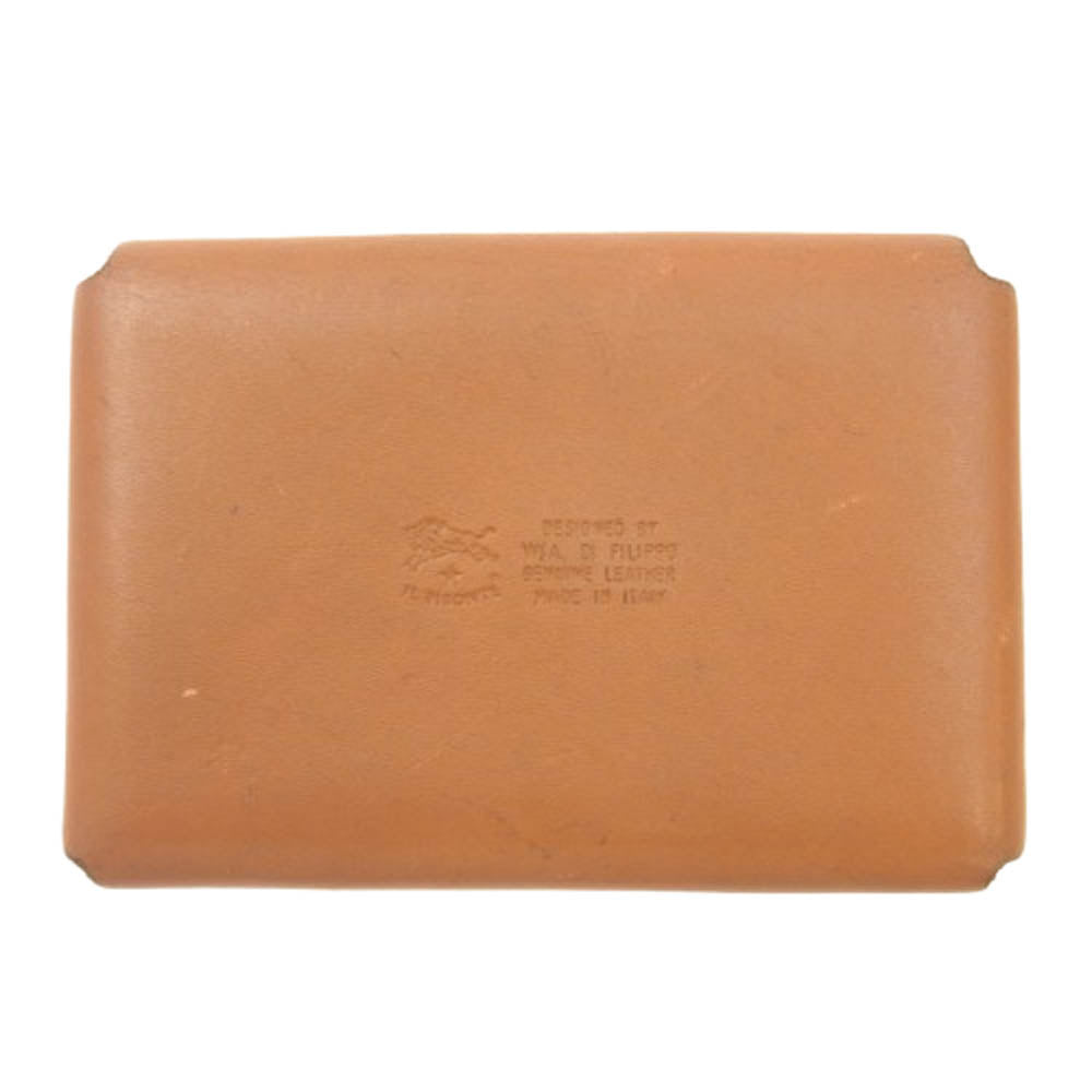 IL BISONTE イルビゾンテ ロゴ レザー カードケース 小銭入れ ブラウン系【中古】