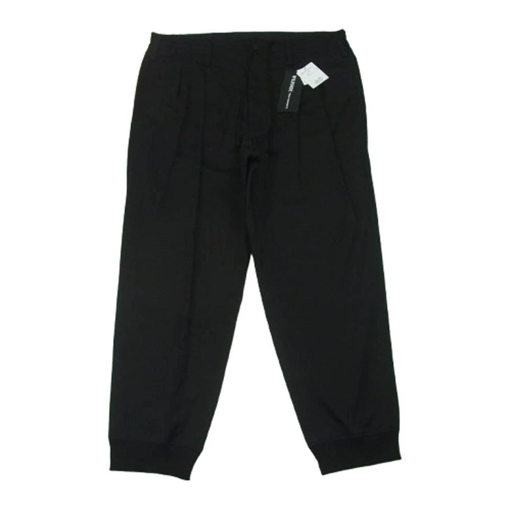 Yohji Yamamoto ヨウジヤマモト WP-P56-070-1 WILDSIDE ワイルドサイド コットンツイル ワイドテーパード 2タック 裾リブ パンツ ブラック系 3【美品】【中古】
