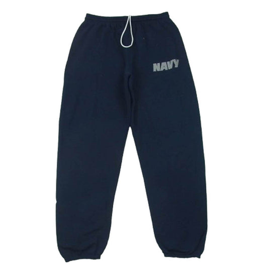 U.S. NAVY ロゴ スウェット パンツ コットン ポリエステル アメリカ製 ダークネイビー系 M【中古】
