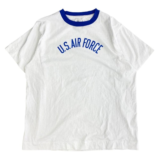 ネセサリーオアアンネセサリー US AIR FORCE エアフォース プリント 半袖 リンガー Tシャツ カットソー ホワイト系 L【美品】【中古】