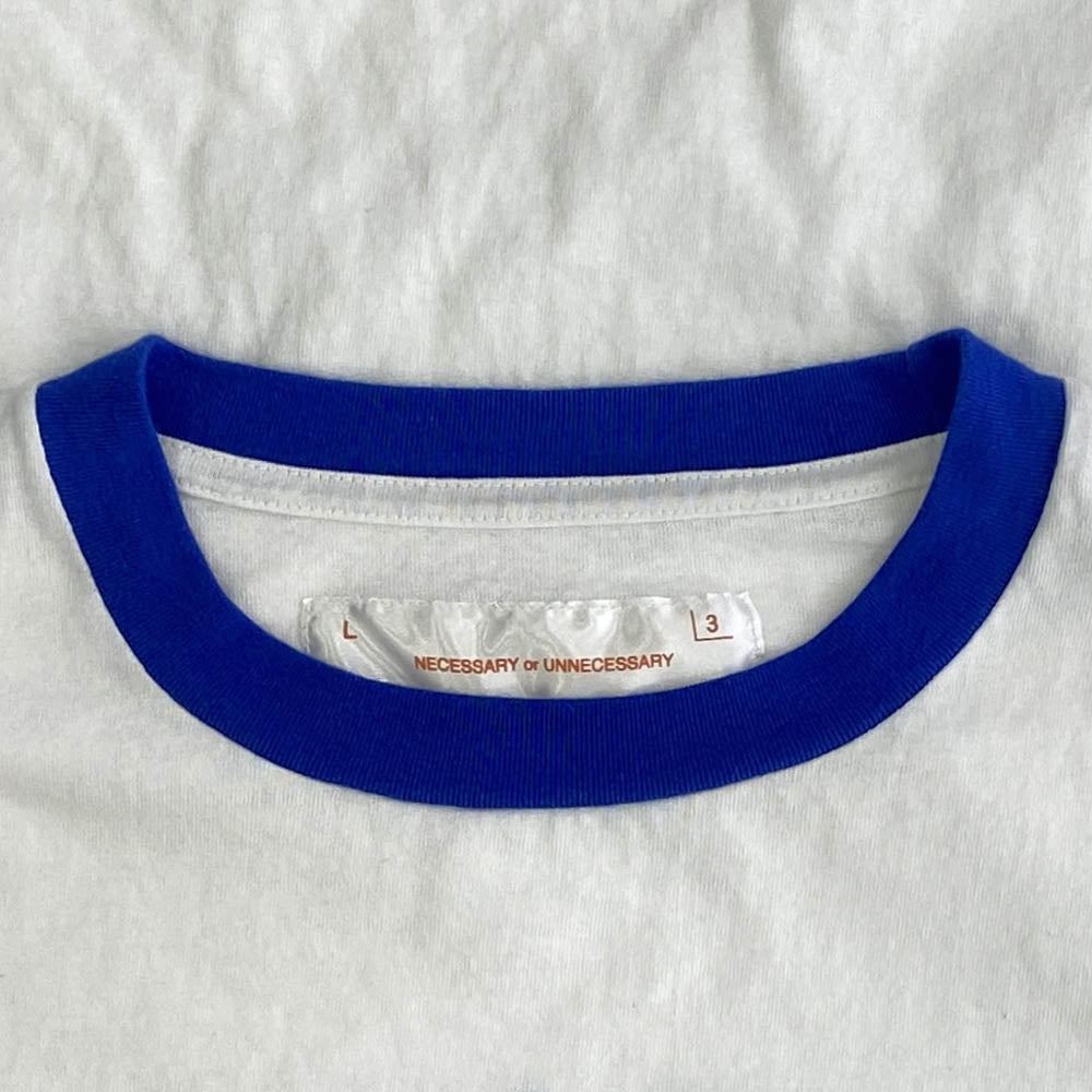 ネセサリーオアアンネセサリー US AIR FORCE エアフォース プリント 半袖 リンガー Tシャツ カットソー ホワイト系 L【美品】【中古】