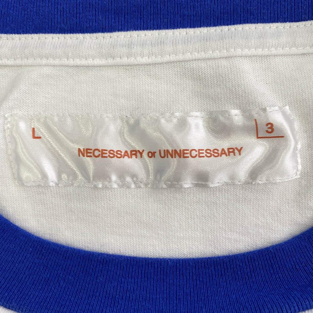 ネセサリーオアアンネセサリー US AIR FORCE エアフォース プリント 半袖 リンガー Tシャツ カットソー ホワイト系 L【美品】【中古】