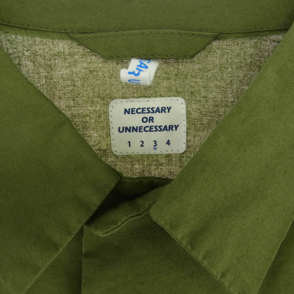 ネセサリーオアアンネセサリー スナップボタン 比翼 長袖 ミリタリー シャツ カーキ系 3【中古】