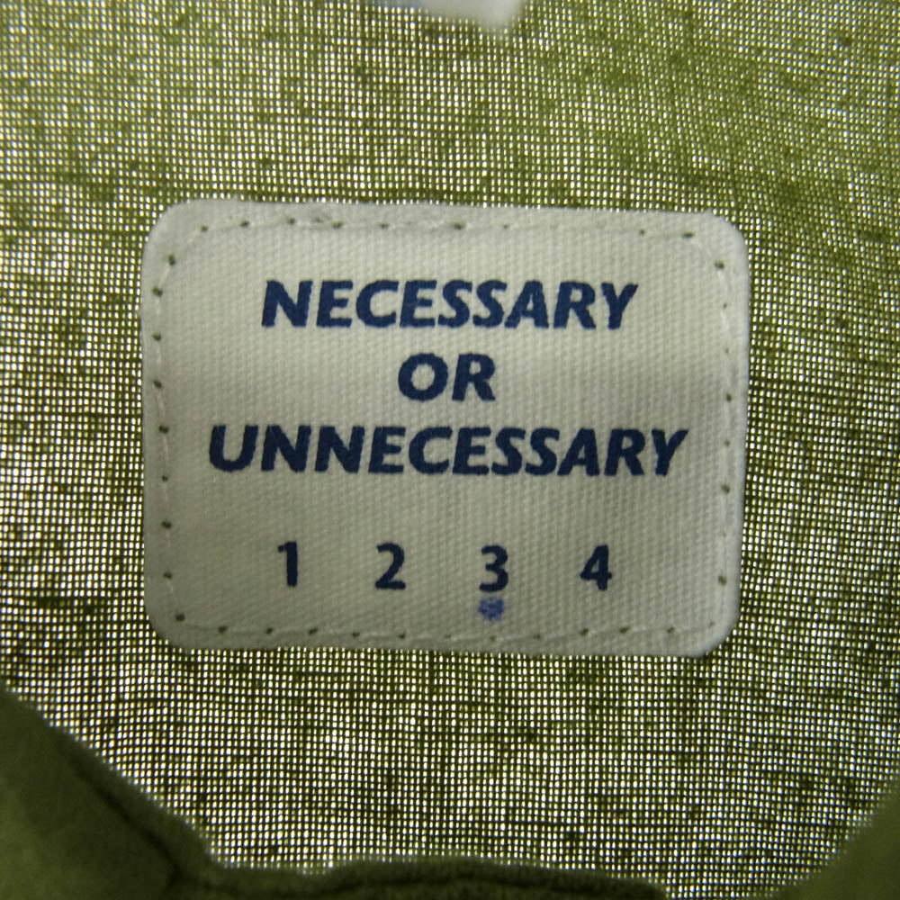 ネセサリーオアアンネセサリー スナップボタン 比翼 長袖 ミリタリー シャツ カーキ系 3【中古】