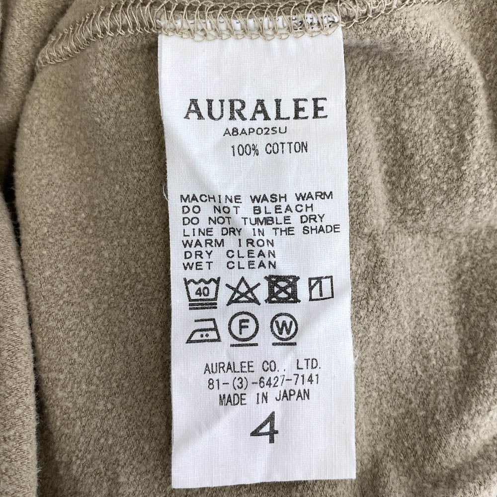 AURALEE オーラリー 19AW A9AP02GT LUSTER PLAITING HI NECK L/S TEE ハイネックロングスリーブカットソー 長袖 Tシャツ ライトブラウン系 4【中古】