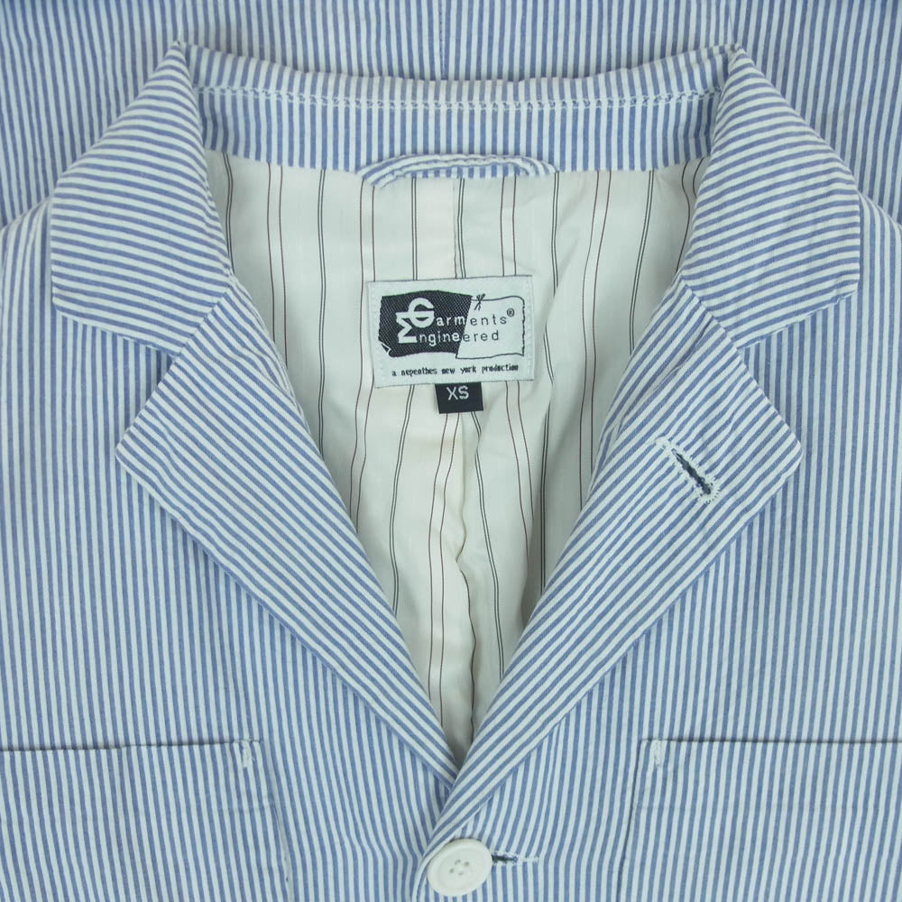 Engineered Garments エンジニアードガーメンツ ストライプ シャツ コットン ジャケット ライトブルー系 ホワイト系 XS【中古】
