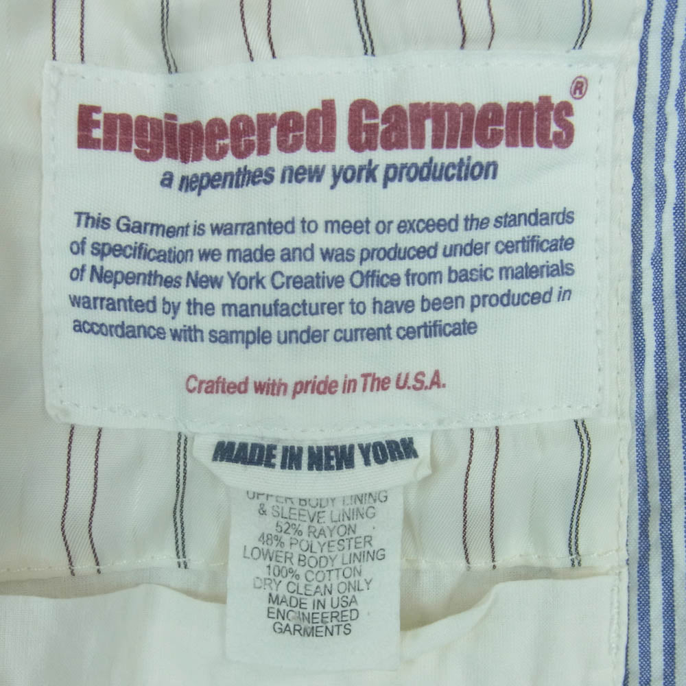 Engineered Garments エンジニアードガーメンツ ストライプ シャツ コットン ジャケット ライトブルー系 ホワイト系 XS【中古】