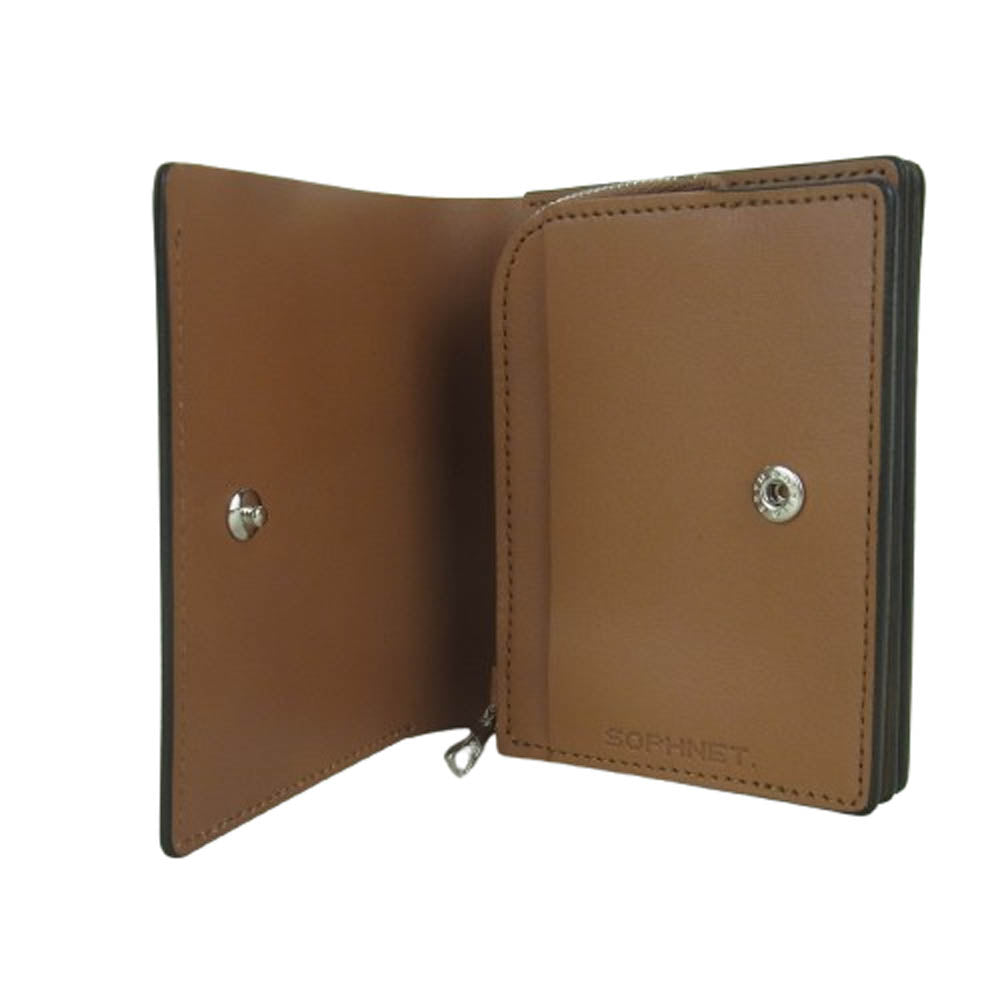 SOPHNET. ソフネット 25SS SOPH-250086 COW LEATHER WALLET BEIGE 二つ折り レザー ウォレット 牛革 カウレザー ブラウン系【新古品】【未使用】【中古】