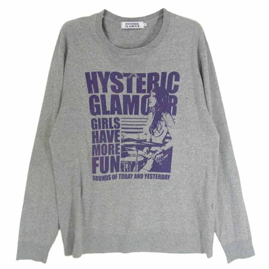 HYSTERIC GLAMOUR ヒステリックグラマー 0251CS04 ガールプリント 前V カットソー グレー系 M【中古】
