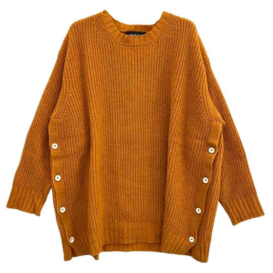 gomme ゴム サイドボタン ローゲージ ウール ニット オレンジ系 M【中古】