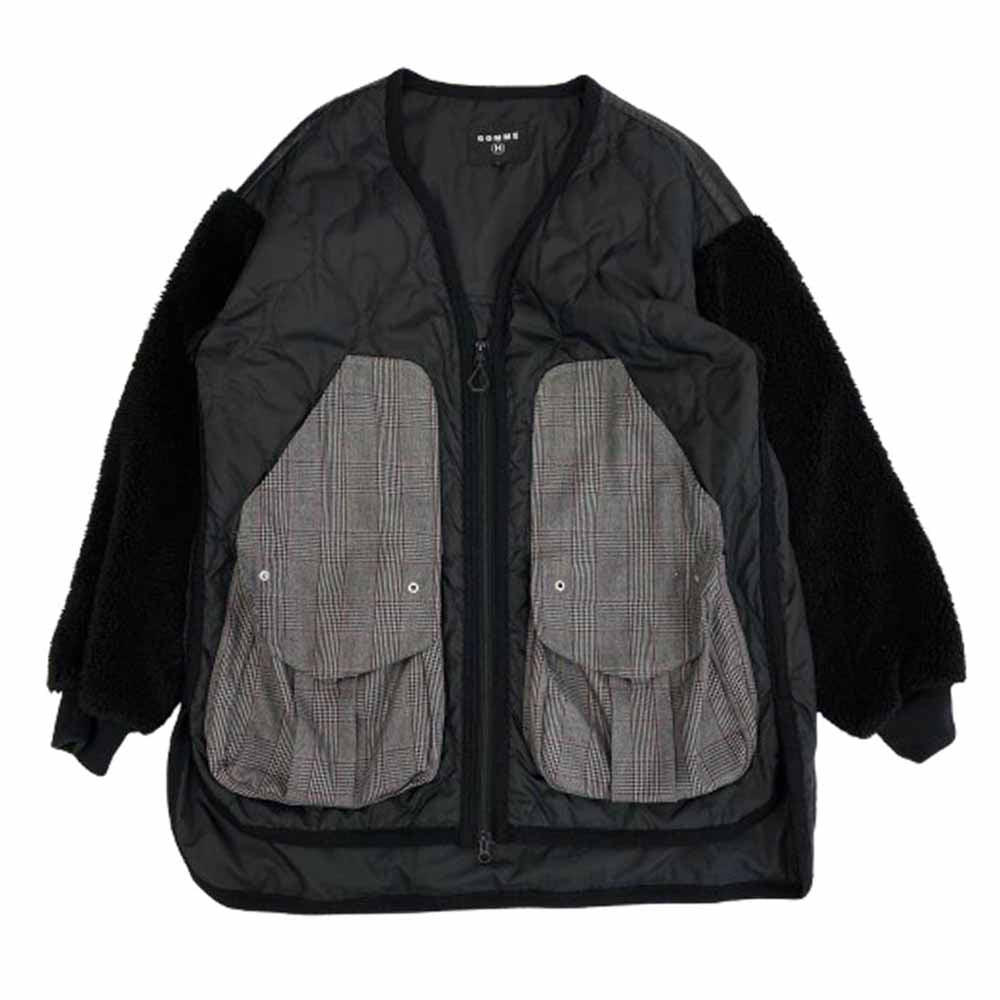 ゴムオム 袖フリース切替 キルティング ジャケット ブラック系 M【中古】
