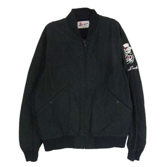 HYSTERIC GLAMOUR ヒステリックグラマー 17SS 02171AB13 野口強 SKULL LOUNGE スカル ラウンジ 刺繍 リブ ブルゾン ジャケット ブラック系 S【中古】