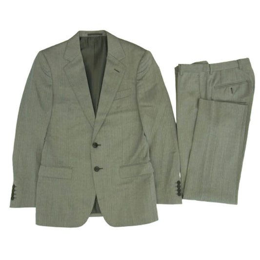 GUCCI グッチ 2852FK 2B ストライプ テーラードジャケット スラックス セットアップ スーツ グレー系 44【中古】