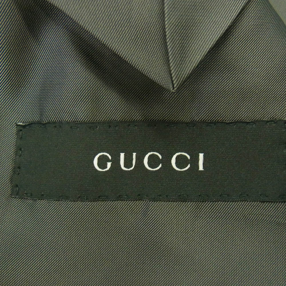 GUCCI グッチ 2852FK 2B ストライプ テーラードジャケット スラックス セットアップ スーツ グレー系 44【中古】
