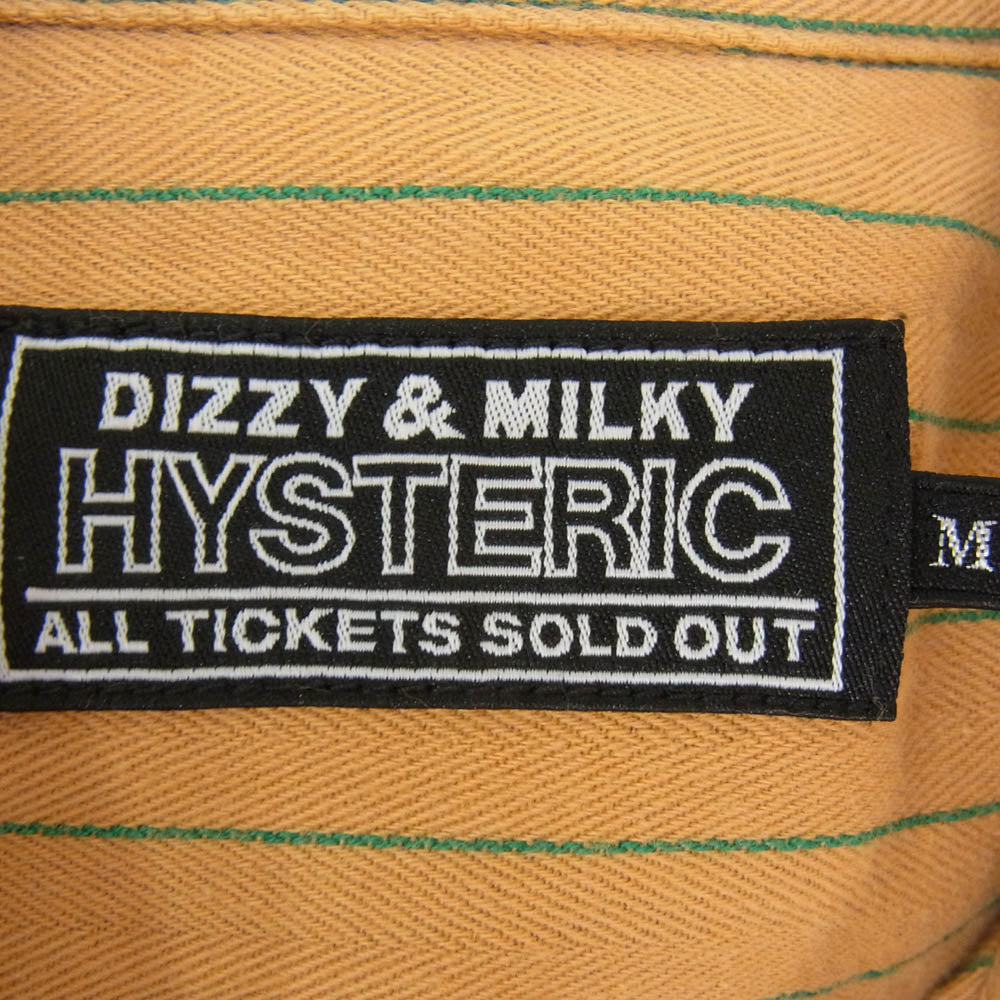 HYSTERIC GLAMOUR ヒステリックグラマー 02231AH05 HYS BOTTLERS ボトルロゴ ワッペン エンジニア ストライプ 長袖 シャツ ブラウン系 M【中古】