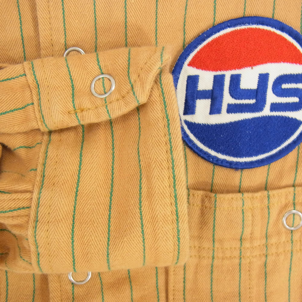 HYSTERIC GLAMOUR ヒステリックグラマー 02231AH05 HYS BOTTLERS ボトルロゴ ワッペン エンジニア ストライプ 長袖 シャツ ブラウン系 M【中古】