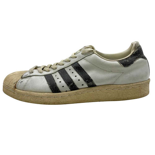adidas アディダス 80s made in france フランス製 ヴィンテージ SUPER STAR 灰蛇 グレー スネークライン スーパースター ローカット スニーカー ホワイト系 10.5【中古】