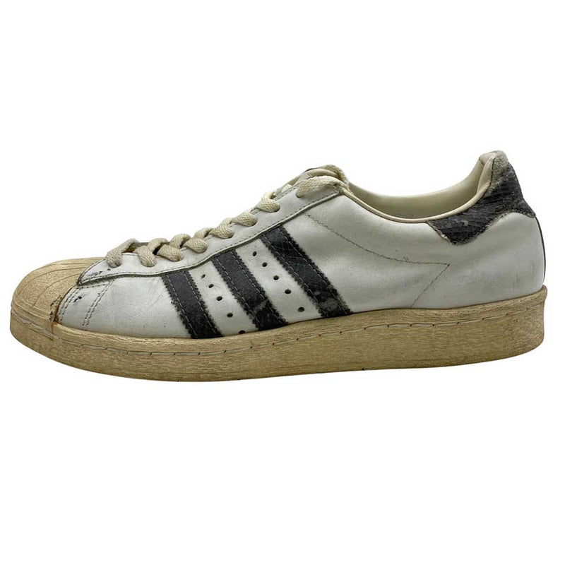 adidas アディダス 80s made in france フランス製 ヴィンテージ SUPER STAR 灰蛇 グレー スネークライン スーパースター ローカット スニーカー ホワイト系 10.5【中古】