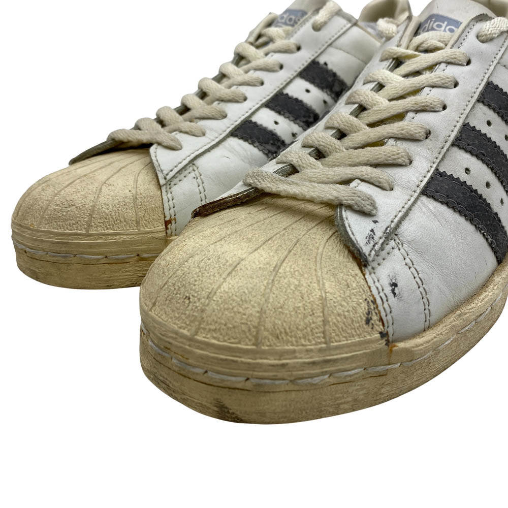 adidas アディダス 80s made in france フランス製 ヴィンテージ SUPER STAR 灰蛇 グレー スネークライン スーパースター ローカット スニーカー ホワイト系 10.5【中古】
