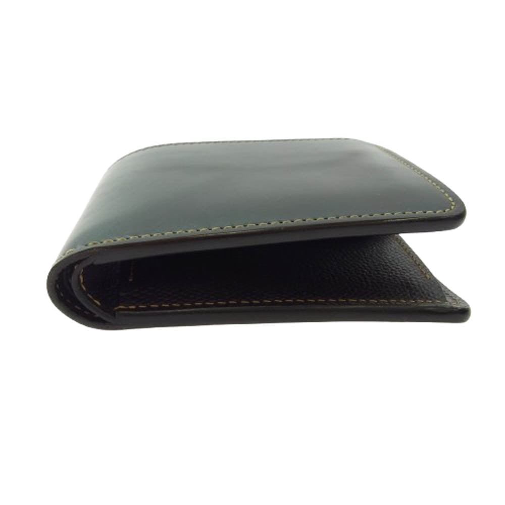 WILDSWANS ワイルドスワンズ SHELLCORDOVAN GROUNDER シェルコードバン グラウンダー イングリッシュブライドルレザー 二つ折り財布 モスグリーン系【美品】【中古】
