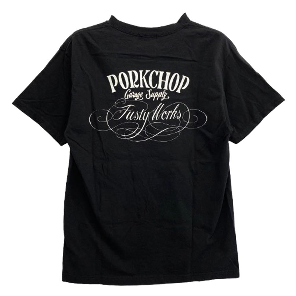 PORKCHOP ポークチョップ ファスティーワークス バックプリント 半袖 Tシャツ ブラック系 M【中古】