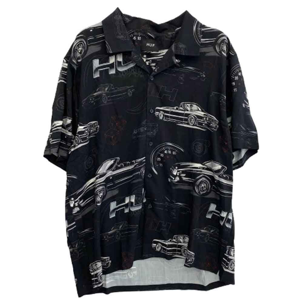 HUF ハフ BU00181 DROP TOP RESORT SHIRT ドロップ トップ リゾート 半袖 シャツ ブラック系 L【中古】