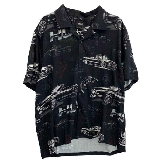 HUF ハフ BU00181 DROP TOP RESORT SHIRT ドロップ トップ リゾート 半袖 シャツ ブラック系 L【中古】