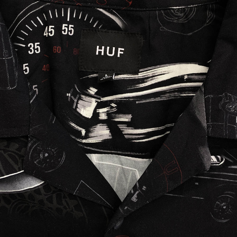 HUF ハフ BU00181 DROP TOP RESORT SHIRT ドロップ トップ リゾート 半袖 シャツ ブラック系 L【中古】