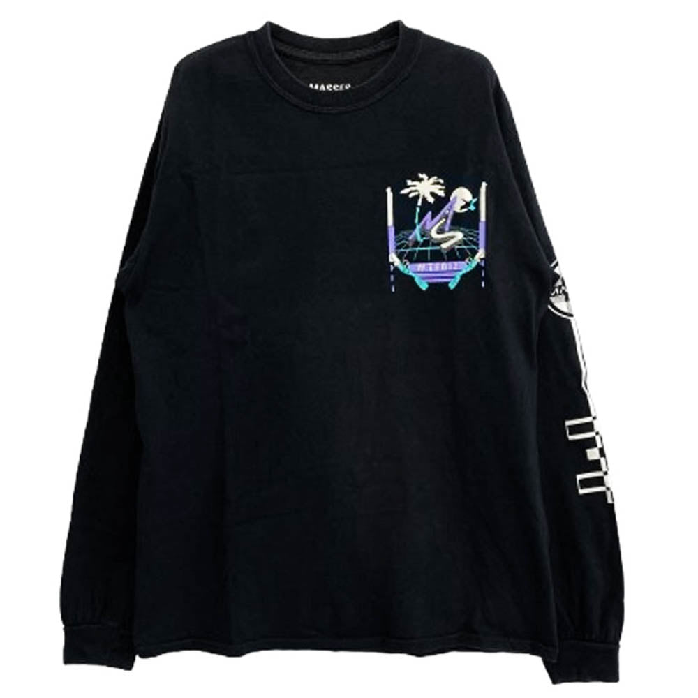 MASSES マシス 袖プリント 長袖 Tシャツ ブラック系 M【中古】