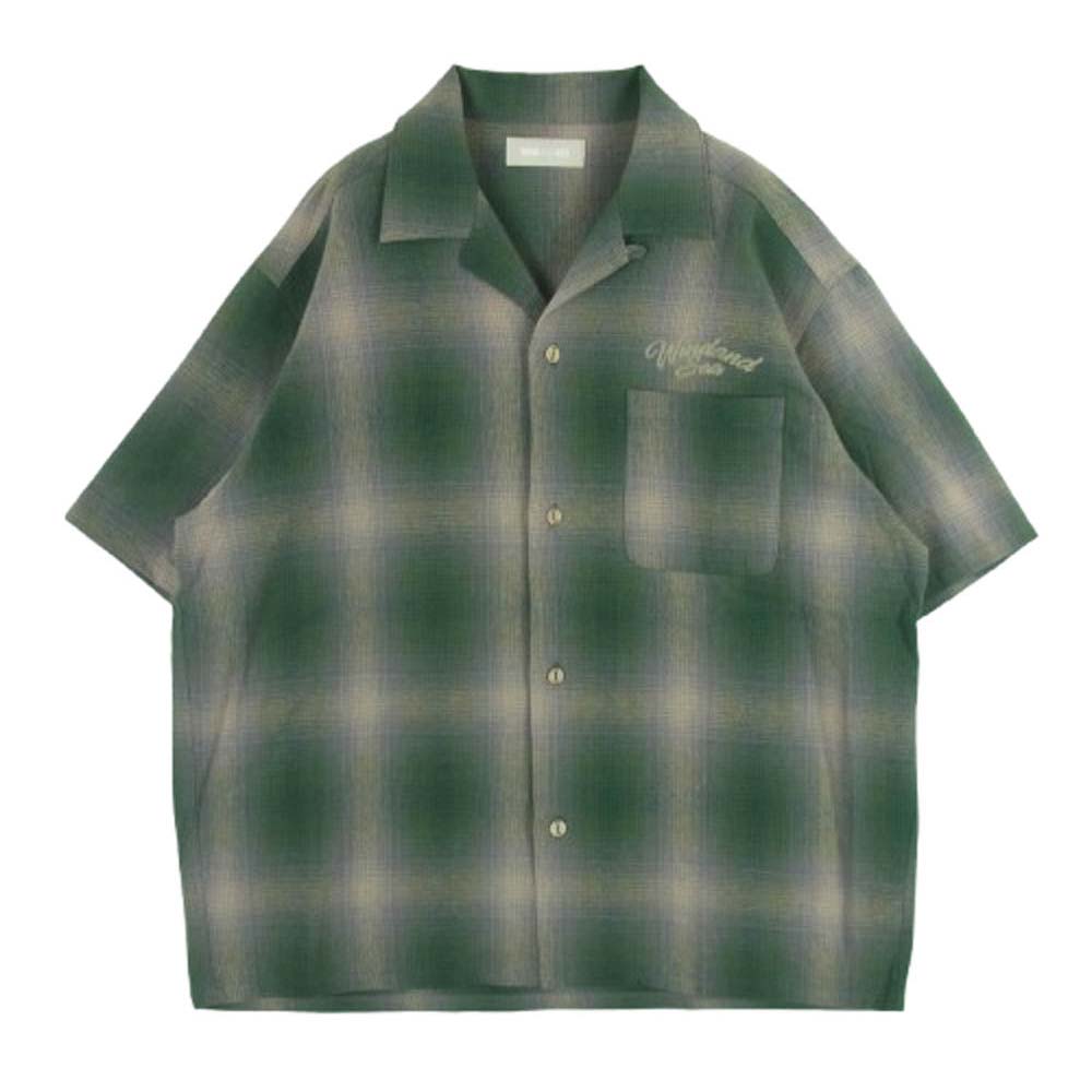 WIND AND SEA ウィンダンシー WDS-O-ATSF-24-Q4-SH-01 Cotton Plaid S/S Shirt コットン プライド チェック 半袖 シャツ グリーン系 ベージュ系 L【中古】