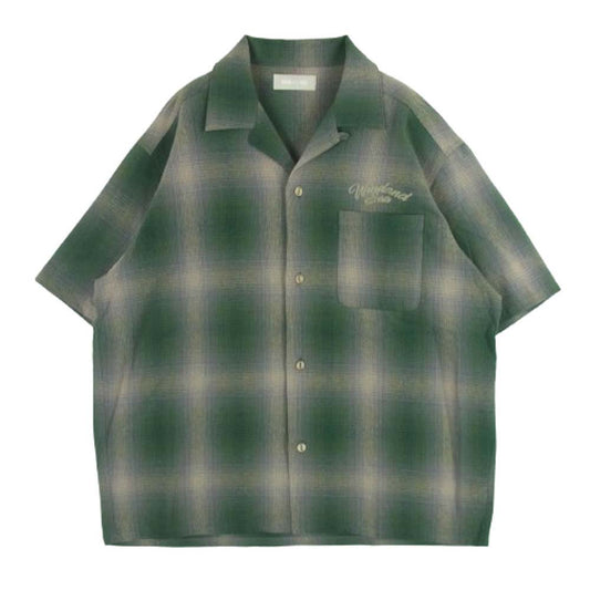 WIND AND SEA ウィンダンシー WDS-O-ATSF-24-Q4-SH-01 Cotton Plaid S/S Shirt コットン プライド チェック 半袖 シャツ グリーン系 ベージュ系 L【中古】