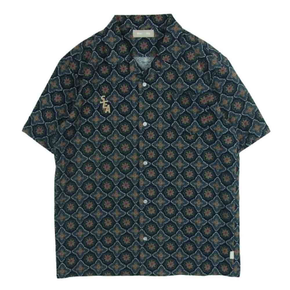 WIND AND SEA ウィンダンシー WDS-SH-07 pattern open collar shirt パターン オープン カラー 半袖 シャツ ネイビー系 グリーン系 M【中古】