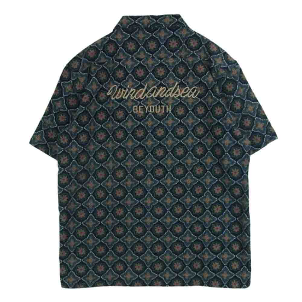 WIND AND SEA ウィンダンシー WDS-SH-07 pattern open collar shirt パターン オープン カラー 半袖 シャツ ネイビー系 グリーン系 M【中古】