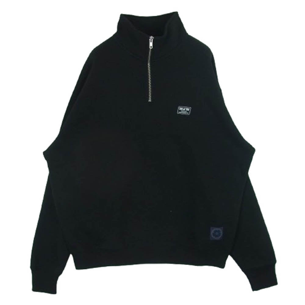 エムアンドエム ZIP UP SWEAT ロゴ刺繍 ハーフジップ スウェット トレーナー ブラック系 L【中古】