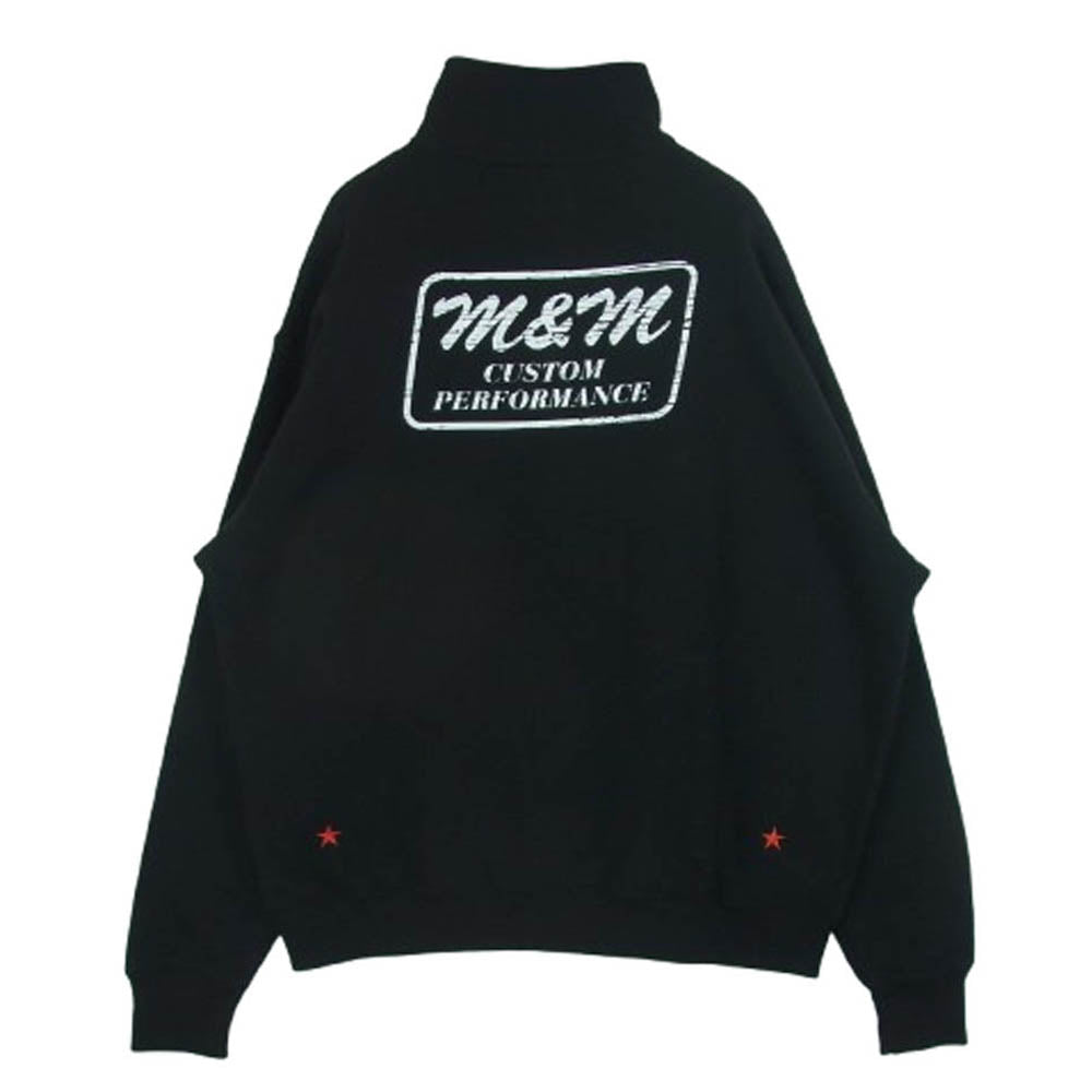 エムアンドエム ZIP UP SWEAT ロゴ刺繍 ハーフジップ スウェット トレーナー ブラック系 L【中古】