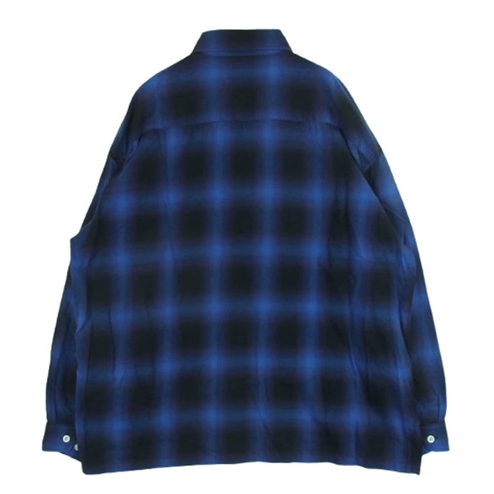 COOTIE クーティー Ombre Check L/S Shirt オンブレ チェック 長袖 シャツ コットン 日本製 ブルー系 S【中古】