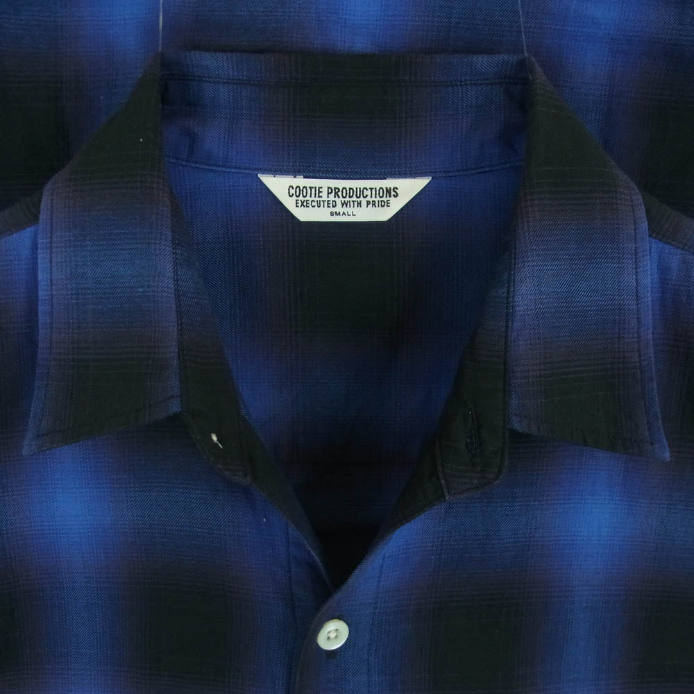 COOTIE クーティー Ombre Check L/S Shirt オンブレ チェック 長袖 シャツ コットン 日本製 ブルー系 S【中古】